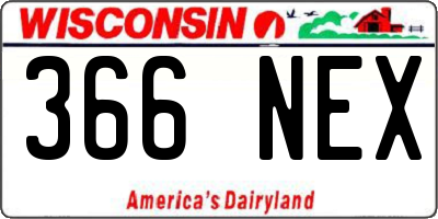 WI license plate 366NEX