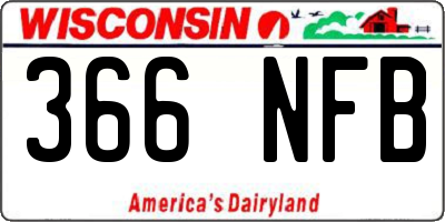 WI license plate 366NFB
