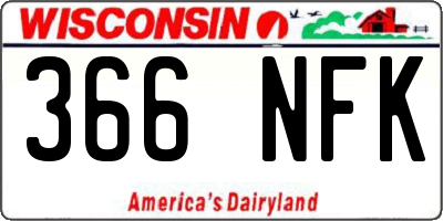 WI license plate 366NFK