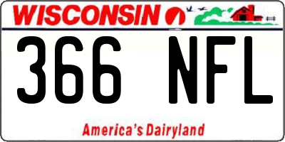 WI license plate 366NFL