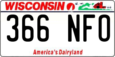 WI license plate 366NFO