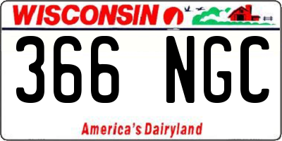 WI license plate 366NGC