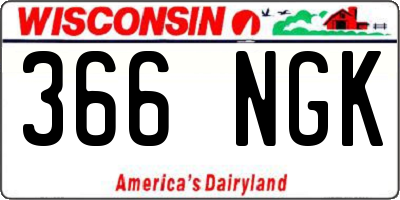 WI license plate 366NGK