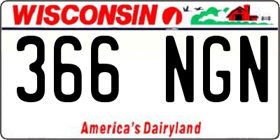 WI license plate 366NGN