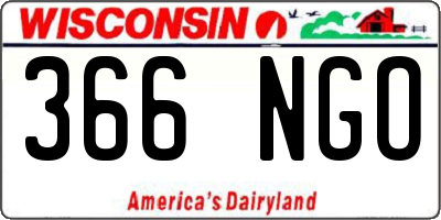 WI license plate 366NGO