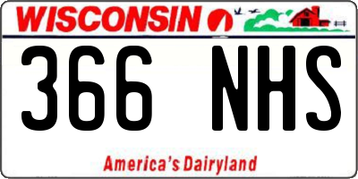 WI license plate 366NHS