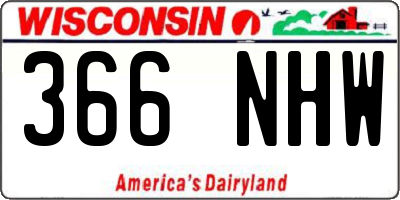 WI license plate 366NHW