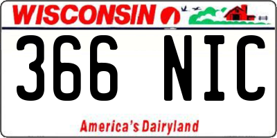 WI license plate 366NIC