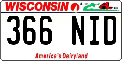 WI license plate 366NID