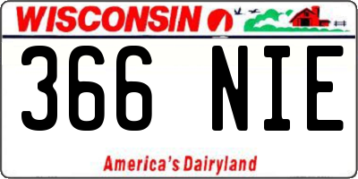 WI license plate 366NIE