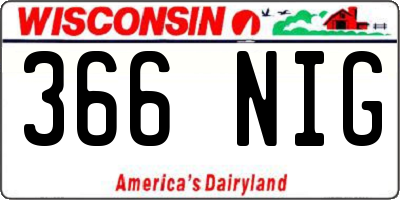 WI license plate 366NIG