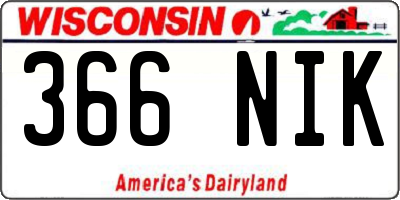 WI license plate 366NIK