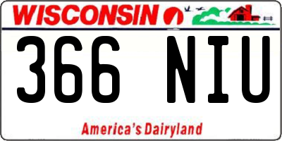 WI license plate 366NIU