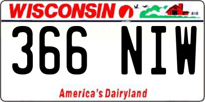 WI license plate 366NIW