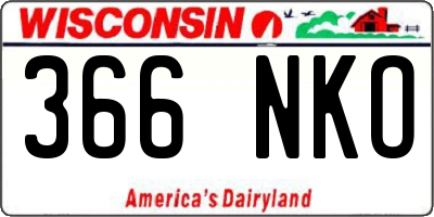 WI license plate 366NKO