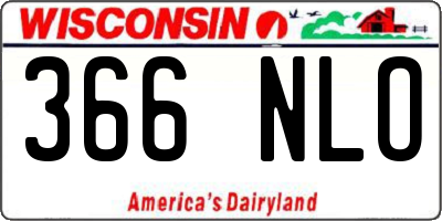WI license plate 366NLO