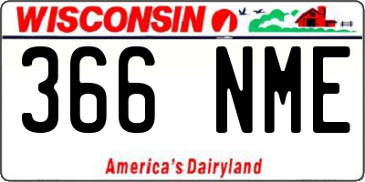WI license plate 366NME