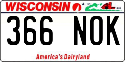 WI license plate 366NOK