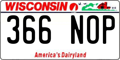 WI license plate 366NOP