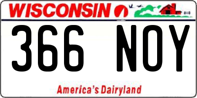 WI license plate 366NOY