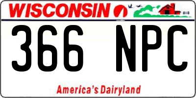 WI license plate 366NPC