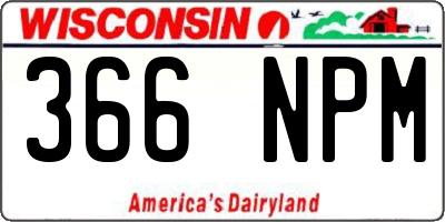 WI license plate 366NPM