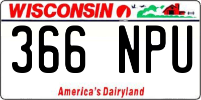 WI license plate 366NPU