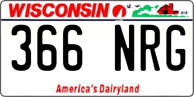 WI license plate 366NRG