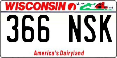 WI license plate 366NSK