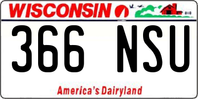 WI license plate 366NSU