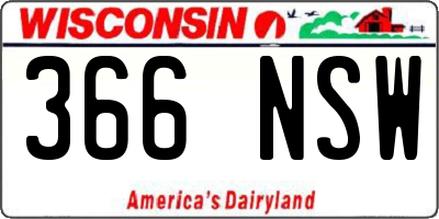 WI license plate 366NSW