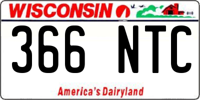 WI license plate 366NTC
