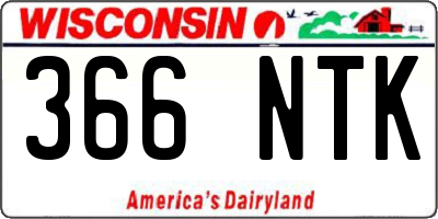 WI license plate 366NTK
