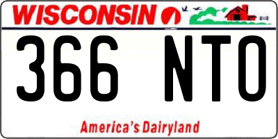 WI license plate 366NTO