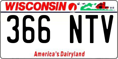 WI license plate 366NTV