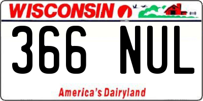 WI license plate 366NUL