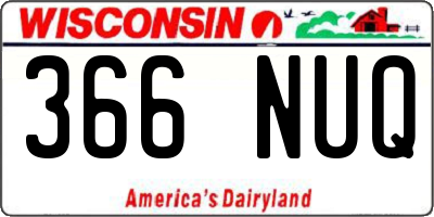 WI license plate 366NUQ