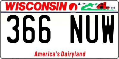 WI license plate 366NUW