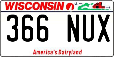 WI license plate 366NUX