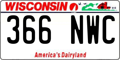 WI license plate 366NWC
