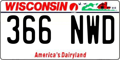 WI license plate 366NWD