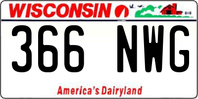 WI license plate 366NWG