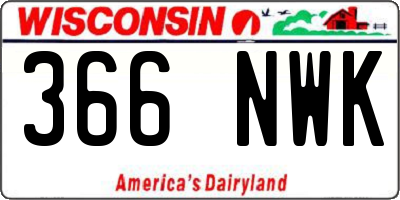 WI license plate 366NWK