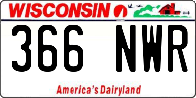 WI license plate 366NWR
