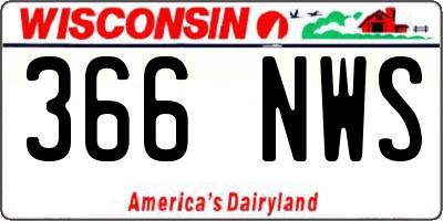 WI license plate 366NWS