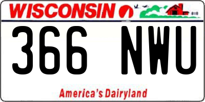 WI license plate 366NWU