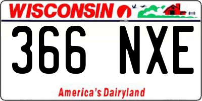 WI license plate 366NXE