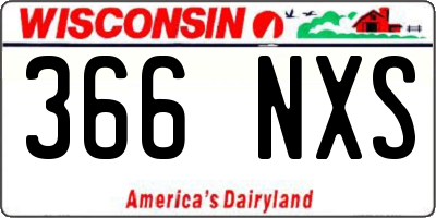 WI license plate 366NXS