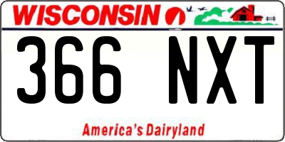 WI license plate 366NXT