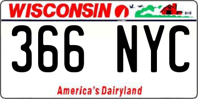 WI license plate 366NYC